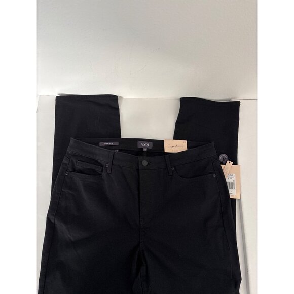 Polished Casual NYDJ Jeans 12 Sheri Slim Black Lift Tuck Ankle Slit NWT 5 Pocket - Picture 12 of 15